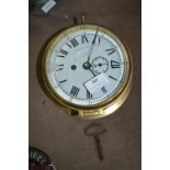 Brass Ships Clock with Key