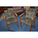 Pair of Retro Teak Upholstered Armchairs