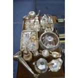 Silver Plated Ware Including Cruet Sets, Teapots,