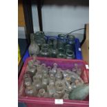 Two Tubs of Victorian Glass Bottles and Jars