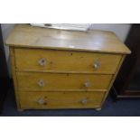 Victorian Pine Three Drawer Chest with Glass Drawe