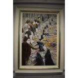 Oil on Canvas in Contemporary Frame - Arabian Market Attributed to Mohal Ardi