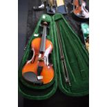 Violin in Green Velvet Lined Case