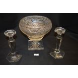 Large Cut Glass Crystal Punch Bowl and a Pair of G