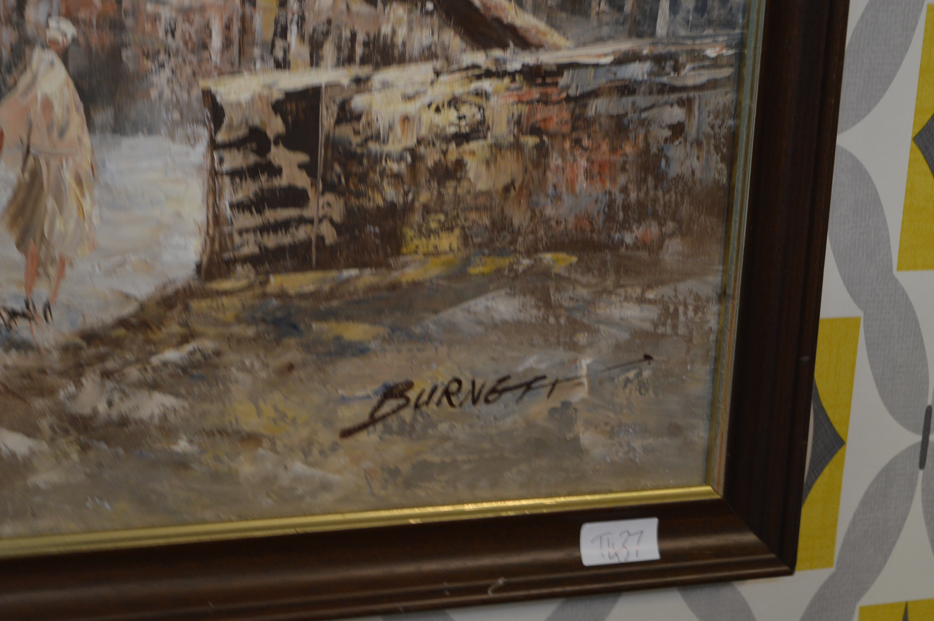 Large Oil on Canvas by Burneti - Middle Eastern Ci - Bild 2 aus 2