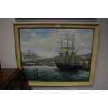 Oil on Canvas by John Trickett - Sailing Ship in H