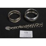 Two Silver Napkin Rings with Chain Bracelet ~36g t