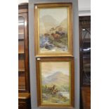 Pair of Victorian Print - Highland Cattle and Red