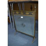 Brass Fire Screen with Bevelled Edge Engraved Mirr