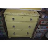 Painted Victorian Pine Three Drawer Chest