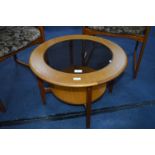 Retro Remploy Teak Coffee Table with Smoke Glass I