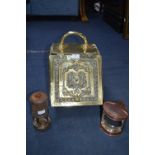 Victorian Brass Coal Box and Two Lamps