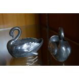 Two 1944 Cent Pewter Swans