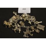 Silver Charm Bracelet with Assorted Charms - Birmi