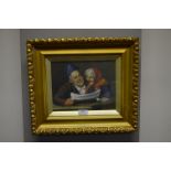Gilt Framed Continental Oil on Canvas - Humorous S