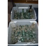 Two Tubs of Victorian Glass Bottles