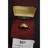 18ct Gold Diamond & Sapphire Gypsy Ring Size: K