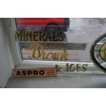 Glass Shop Sign "Brown Mineral & Ices" and a Small