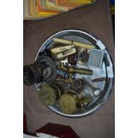 Tray Lot of Brassware and Collectibles Including F