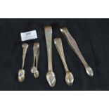 Five Hallmarked Silver Sugar Tongs