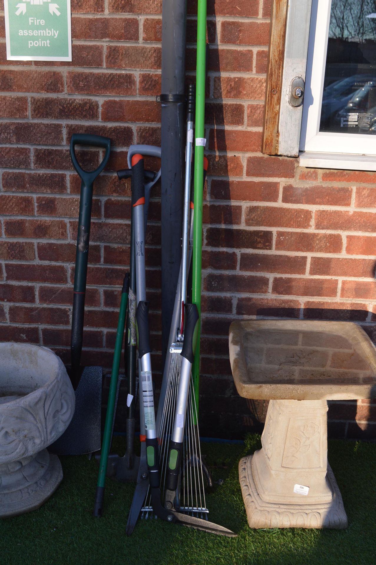 Bundle of Garden Tools; Forks, Spade, Sheers, etc.