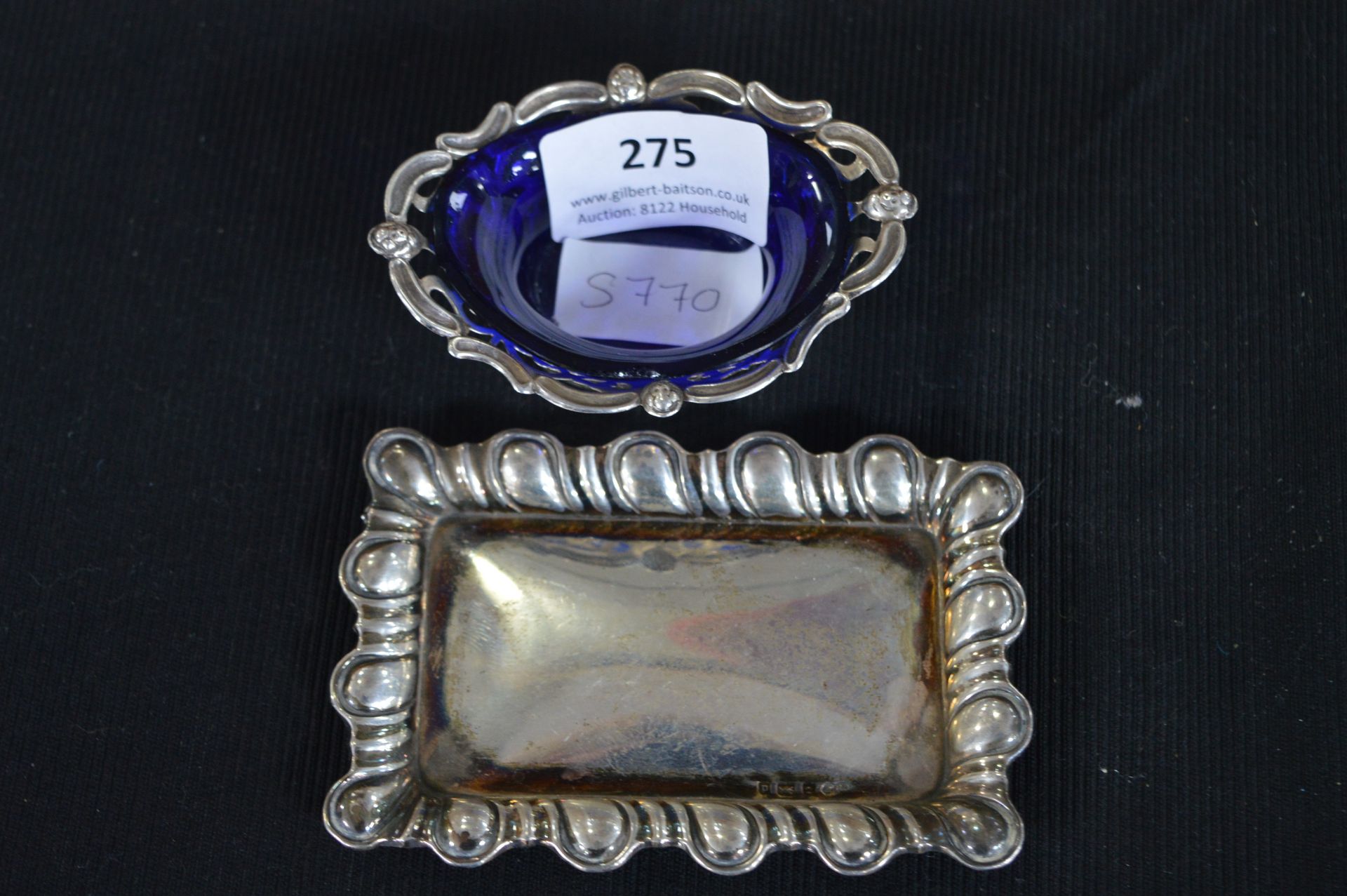 Silver Salt with Glass Liner on Tray