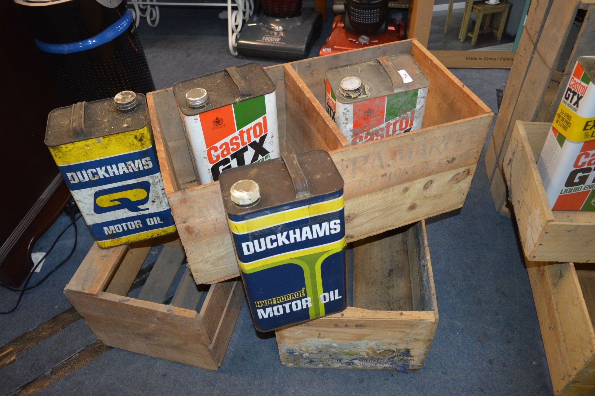 Wooden Crates & Oil Cans