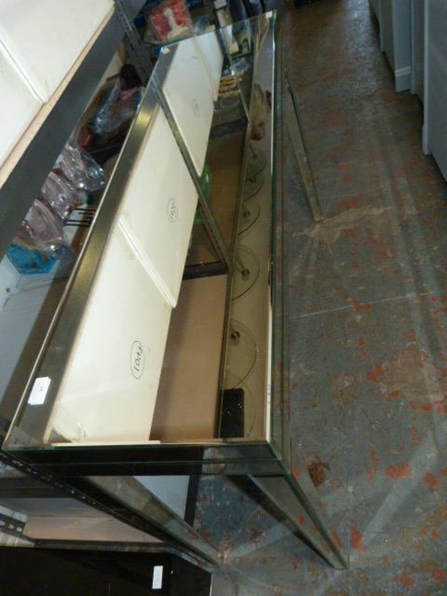 Mirror Glass Hall Table with Bevelled Edges 122x35