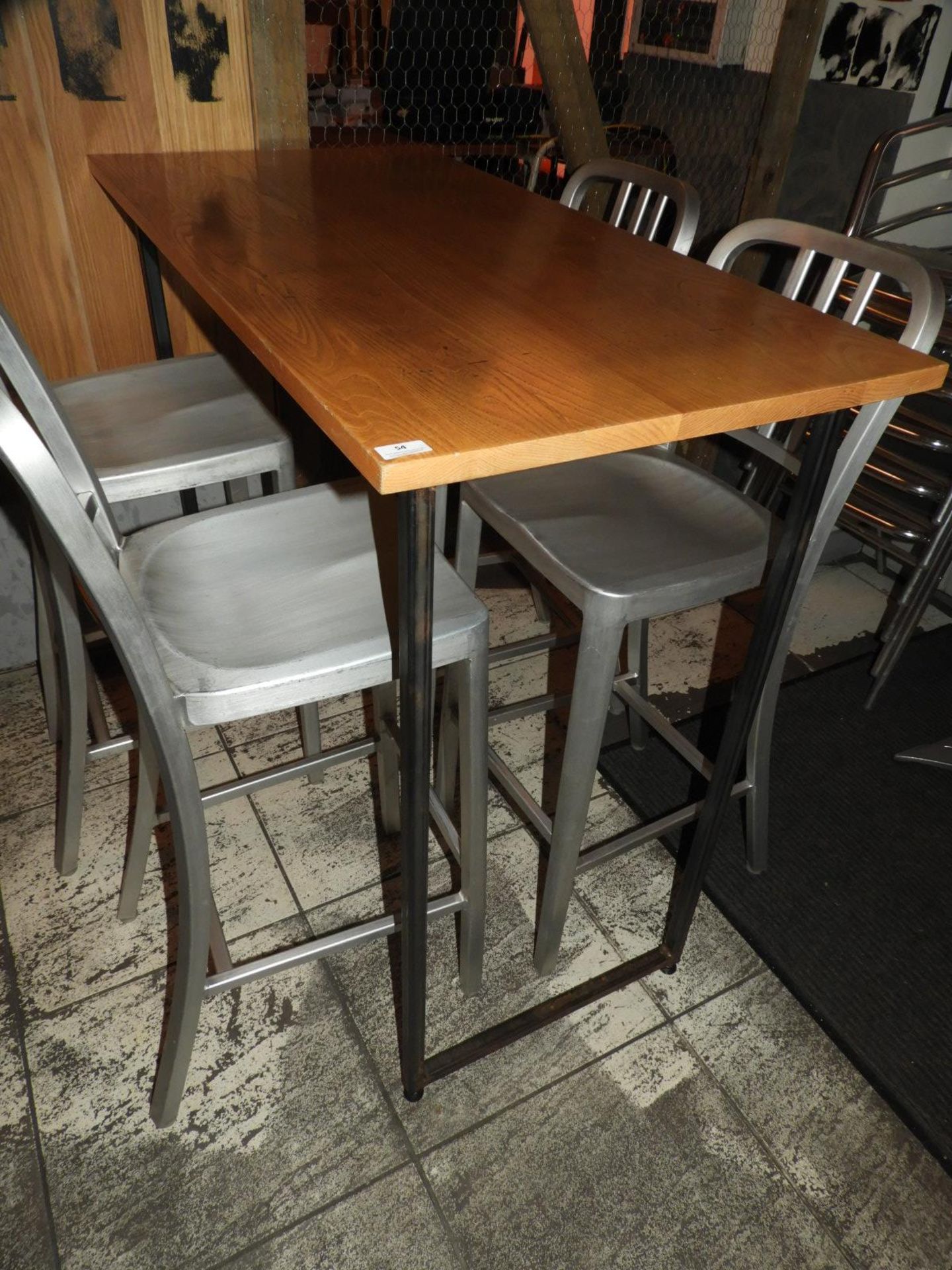 *Ash Topped High Level Bar Table on Square Legs