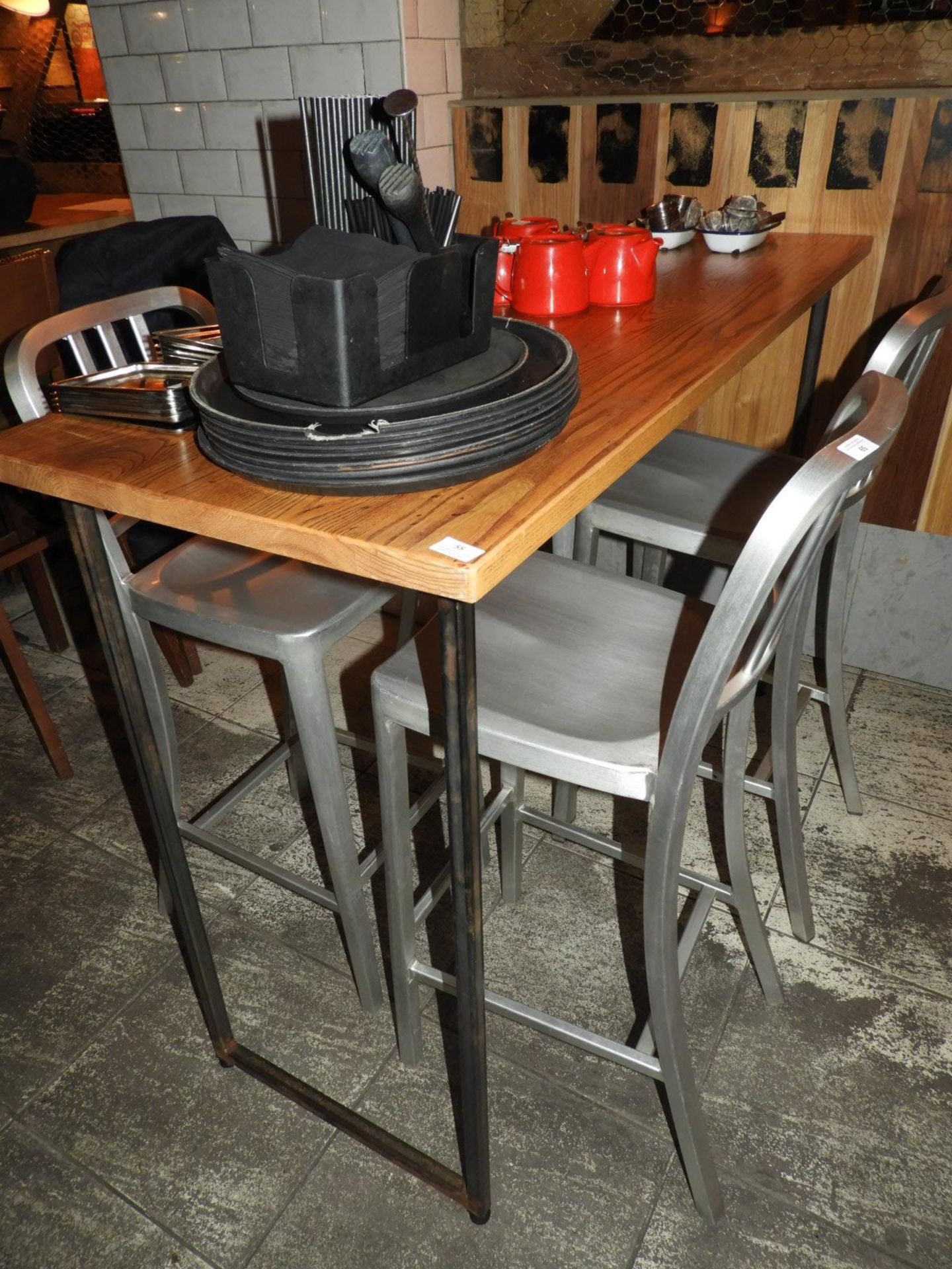 *Ash Topped High Level Bar Table on Square Legs