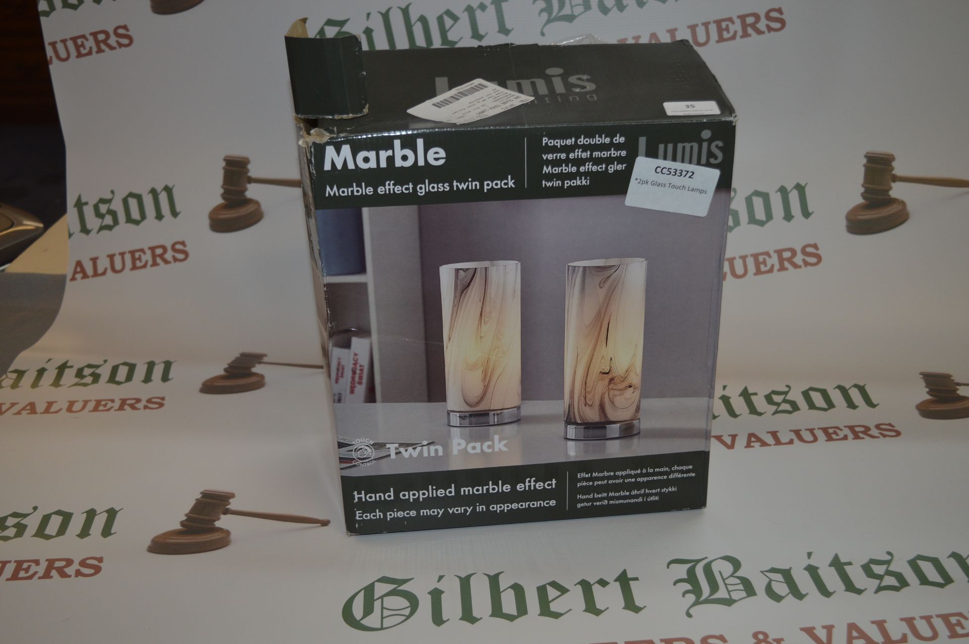 *Glass Marble Effect Touch Lamps 2pk