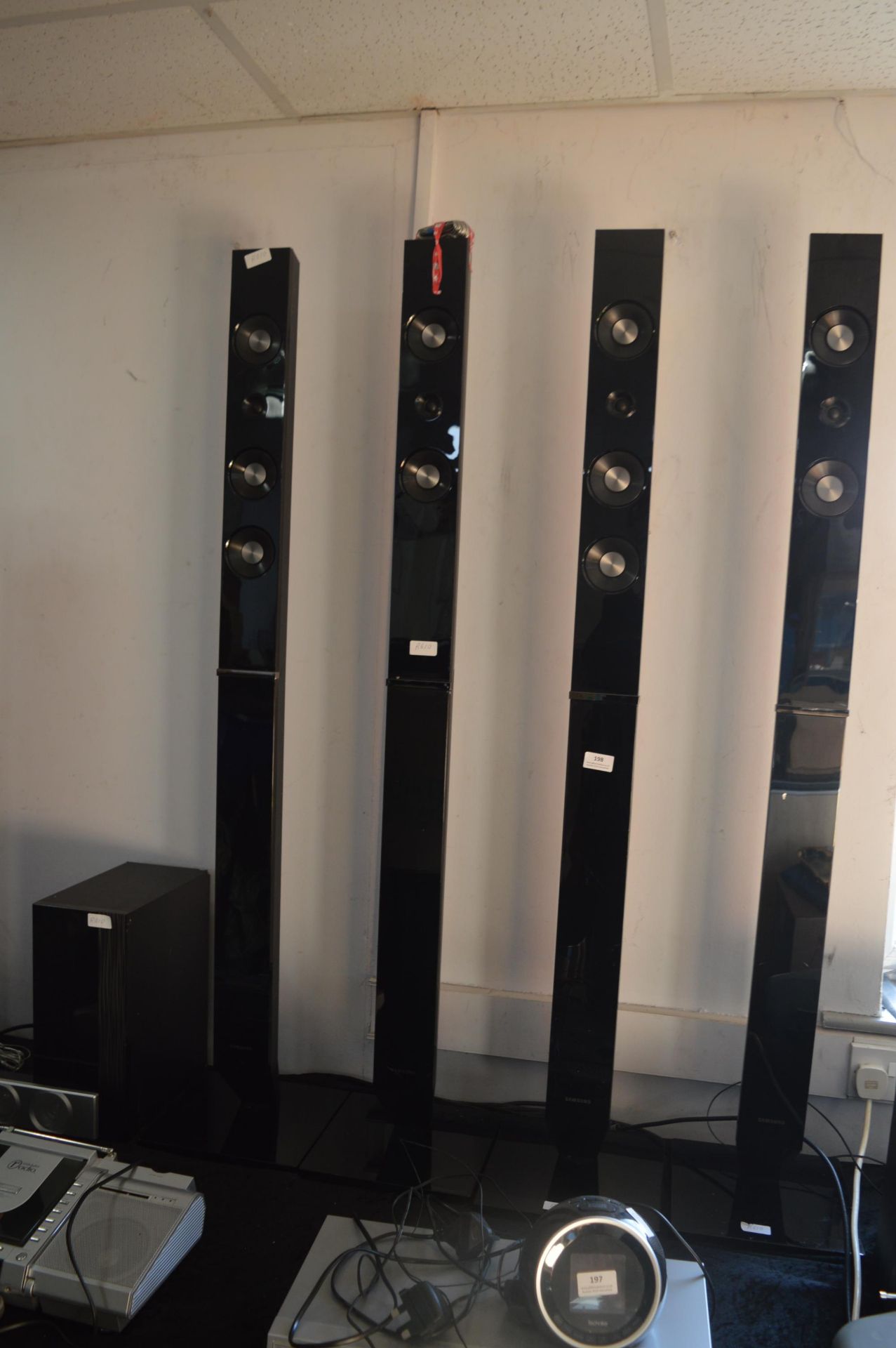 Four Samsung Surround Sound Speakers with Subwoofe