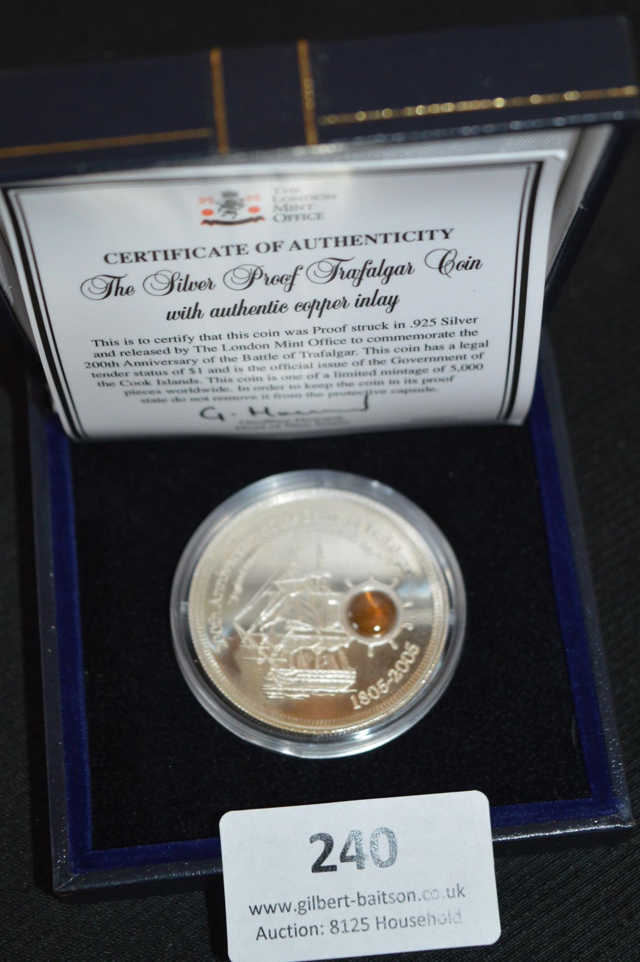 Silver Proof Trafalgar Coin with Copper Inlay