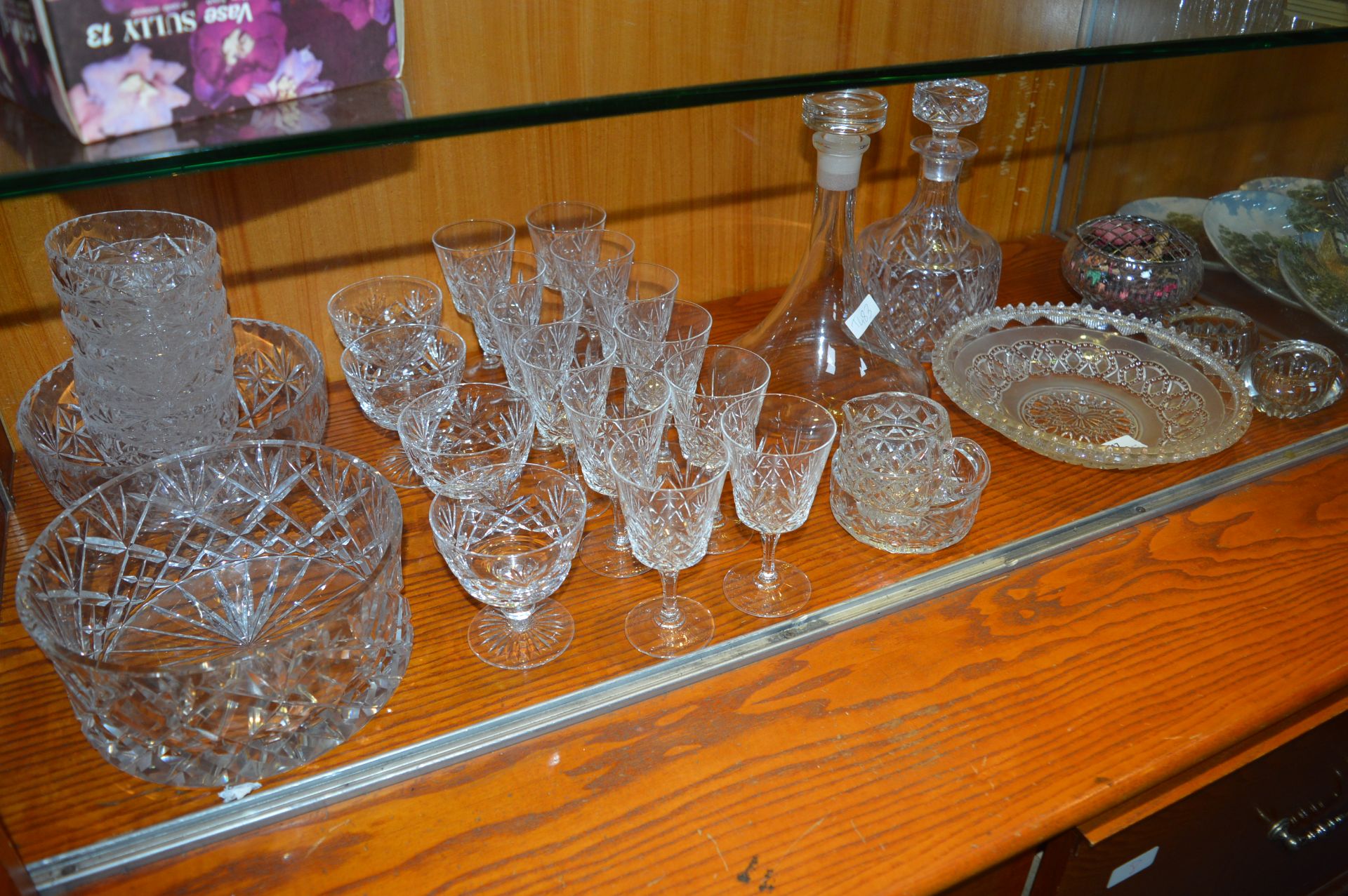 Cut Glass Crystal Wine Glasses, Fruit Bowls, Decan