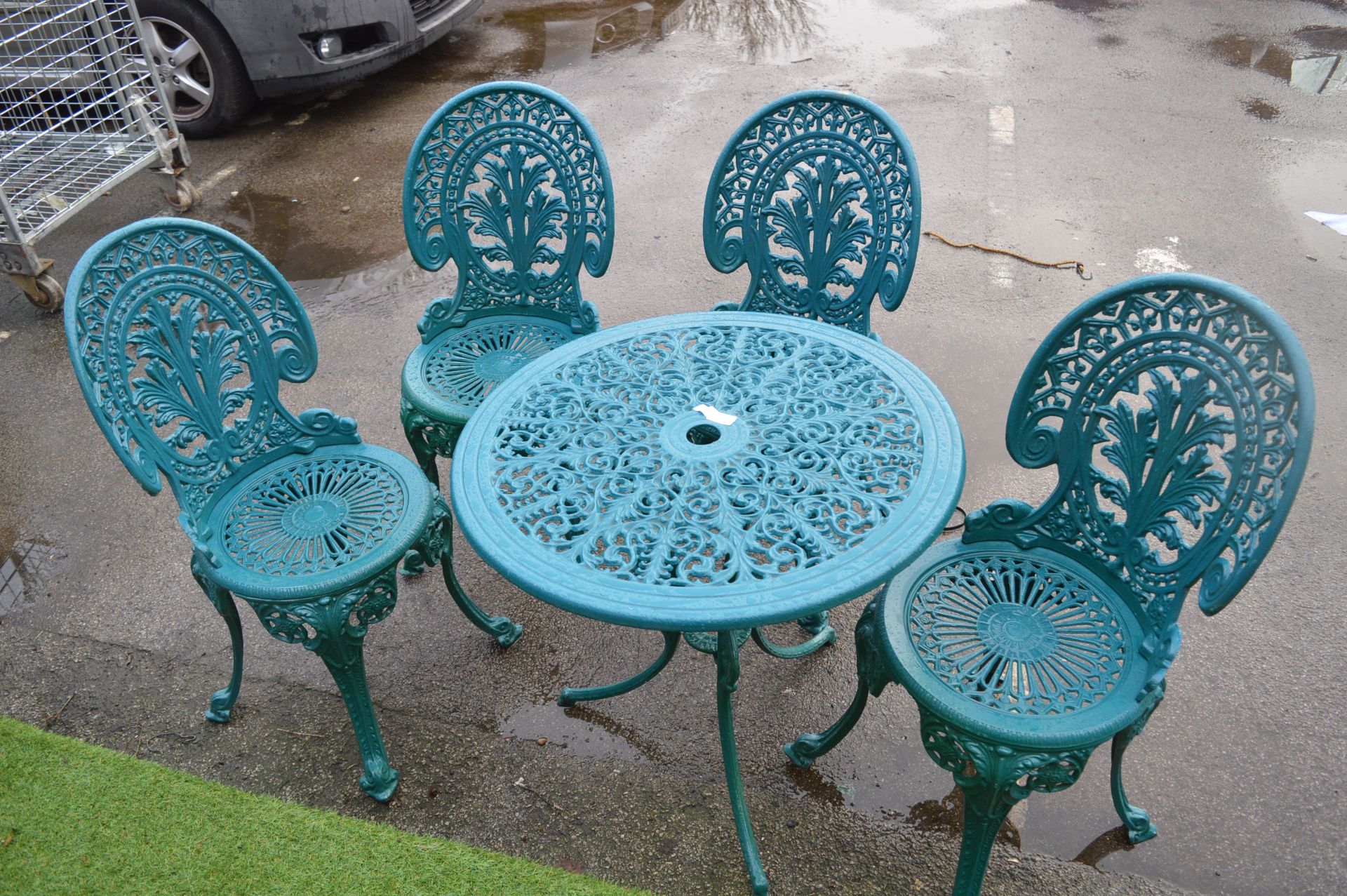 Cast Aluminium Garden Table with Four Chairs and P