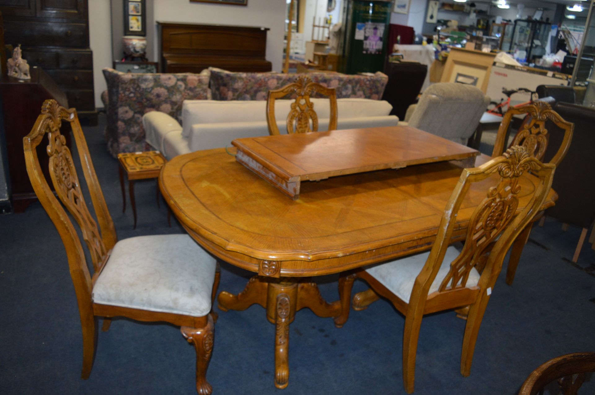 Vietnamese Dining Table with Four Matching Chairs