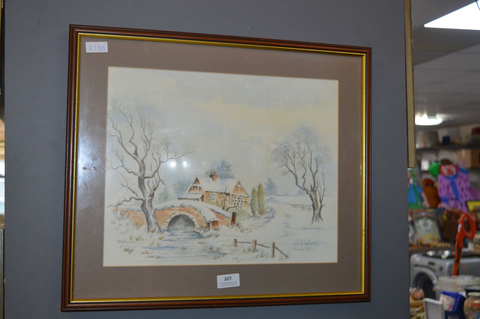 Signed Watercolour by B. Carter - Winter Landscape