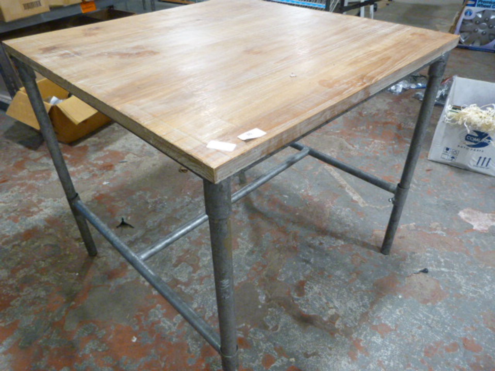 *Wooden Topped Tubular Metal Framed Table 80x80x77