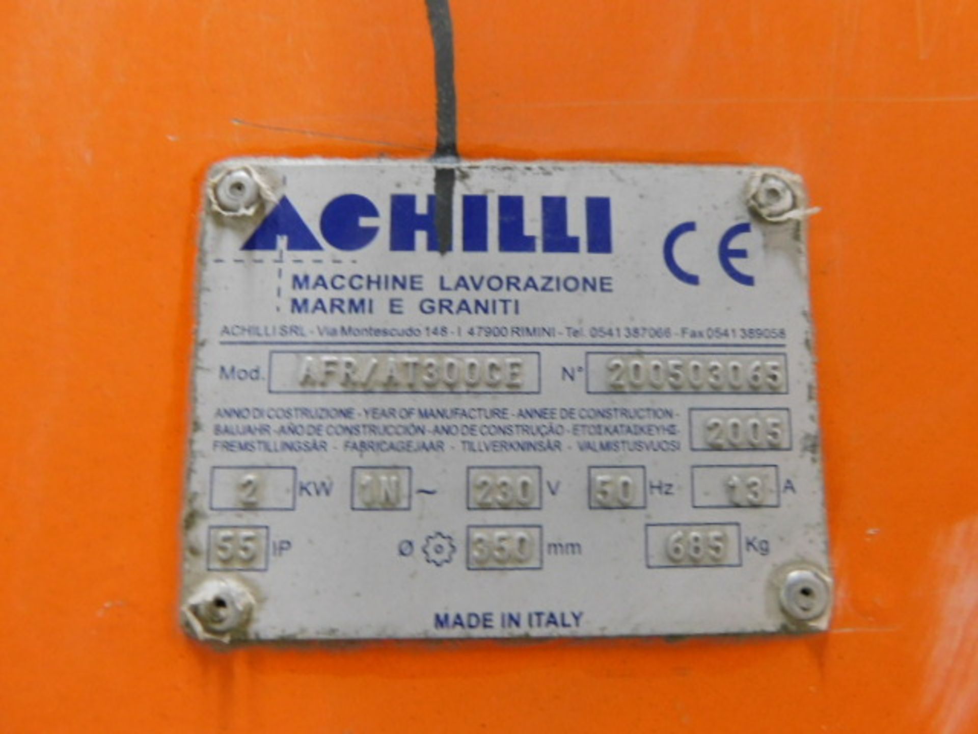 *Achilli 2005 Bridge Saw with side feed beds Ser No 200503065 - Image 2 of 4