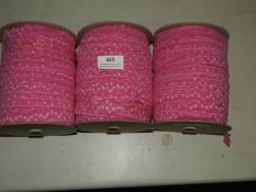 *Three Rolls of Bright Pink Elasticated Lace Edgin