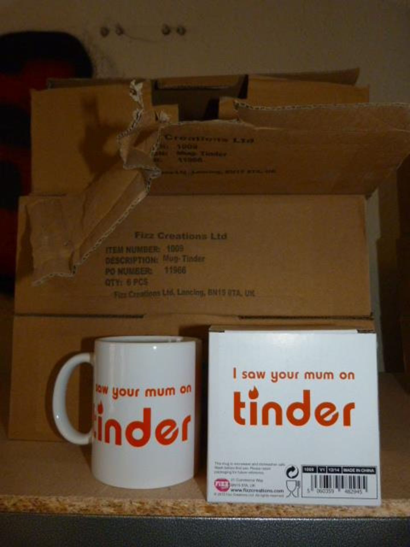 *Three Boxes of 6 "Tinder" Mugs