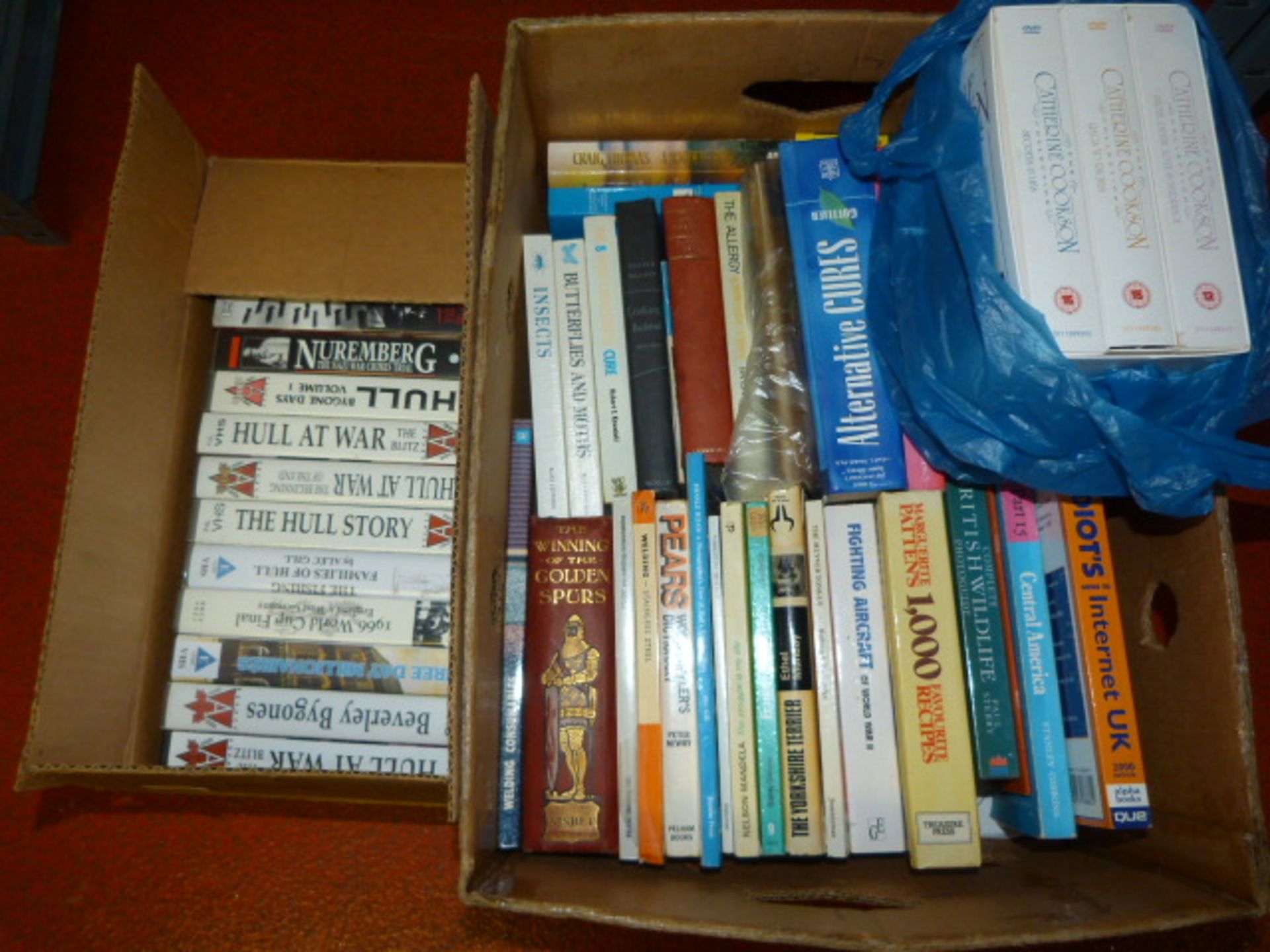 Box of Books, VHS Tapes and DVDs