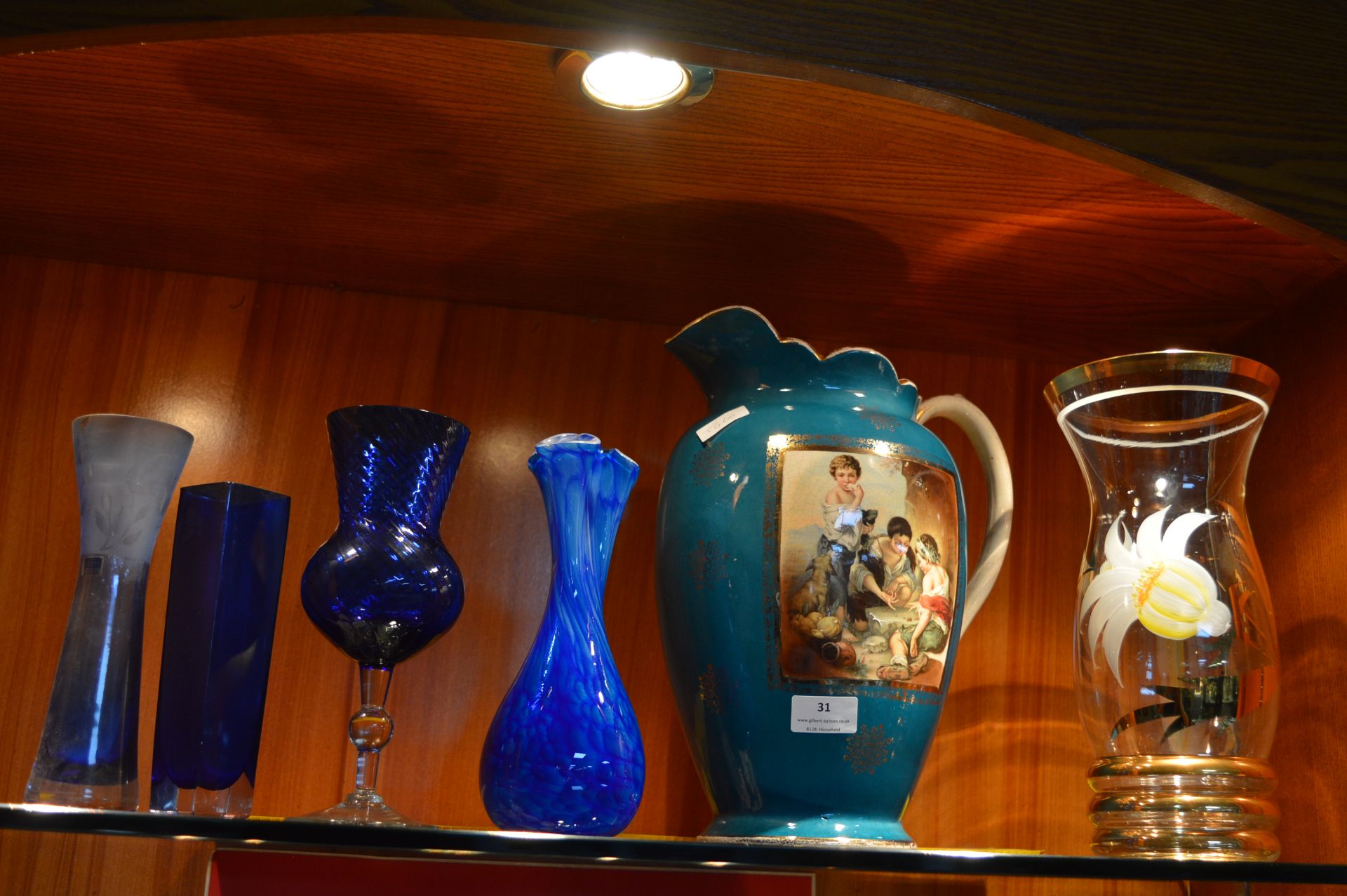 Decorative Glassware and a Large Pottery Jug