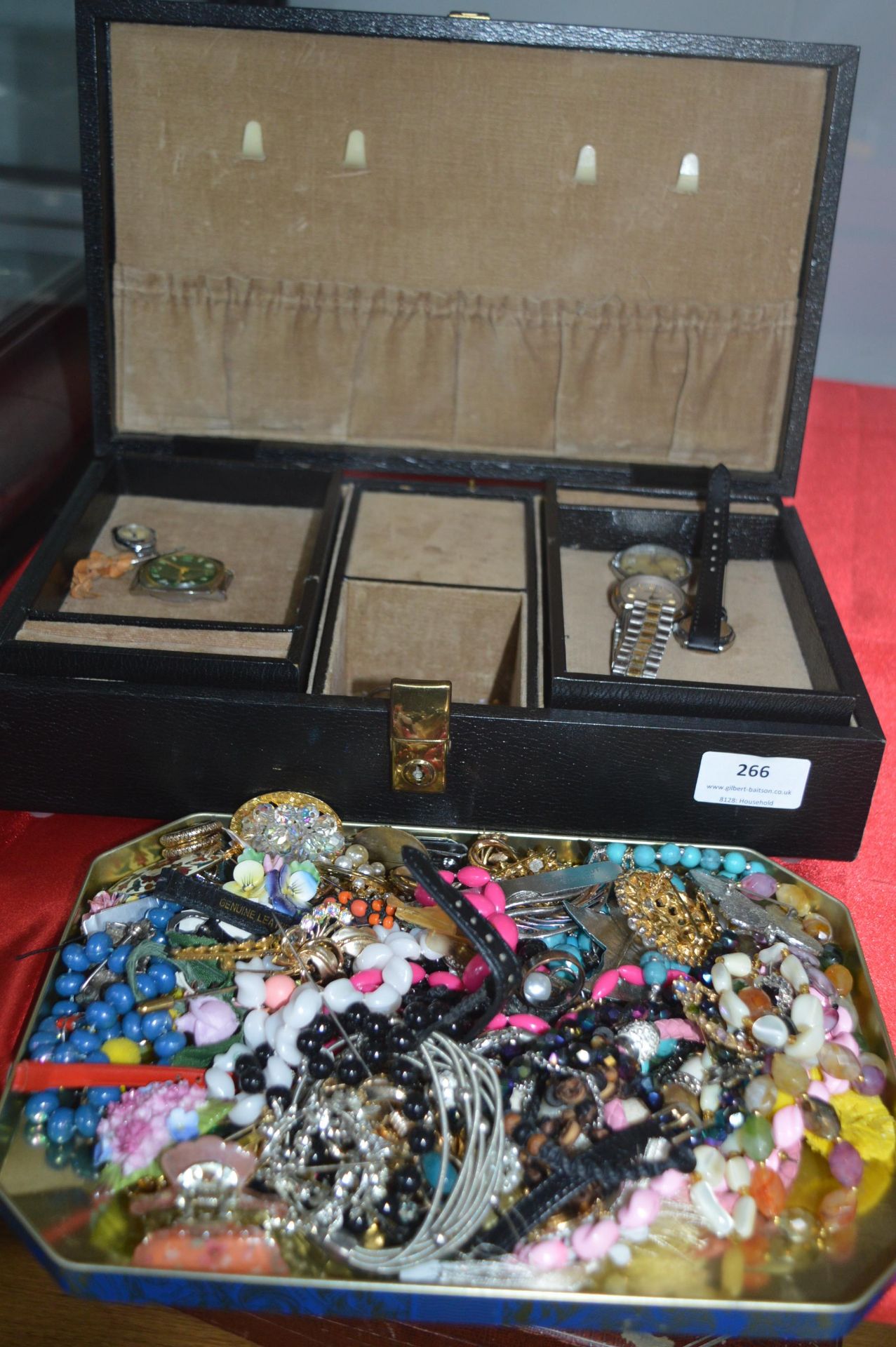 Jewellery Box and a Tray of Costume Jewellery, Gen