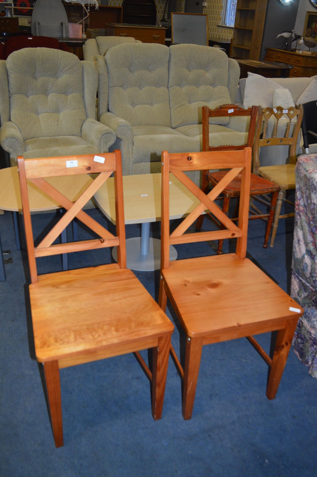 *Pair of Pine Kitchen Chairs