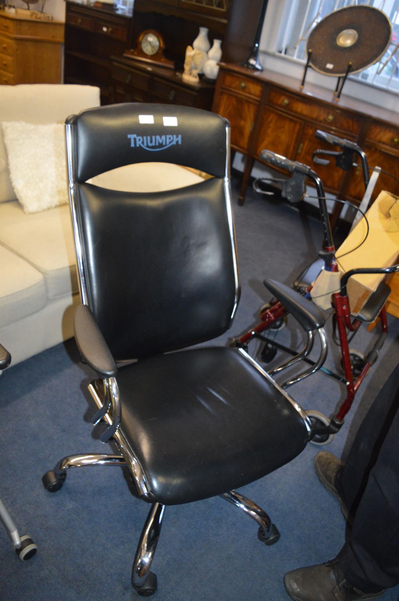 Triumph Chrome & Black Leather Office Chair