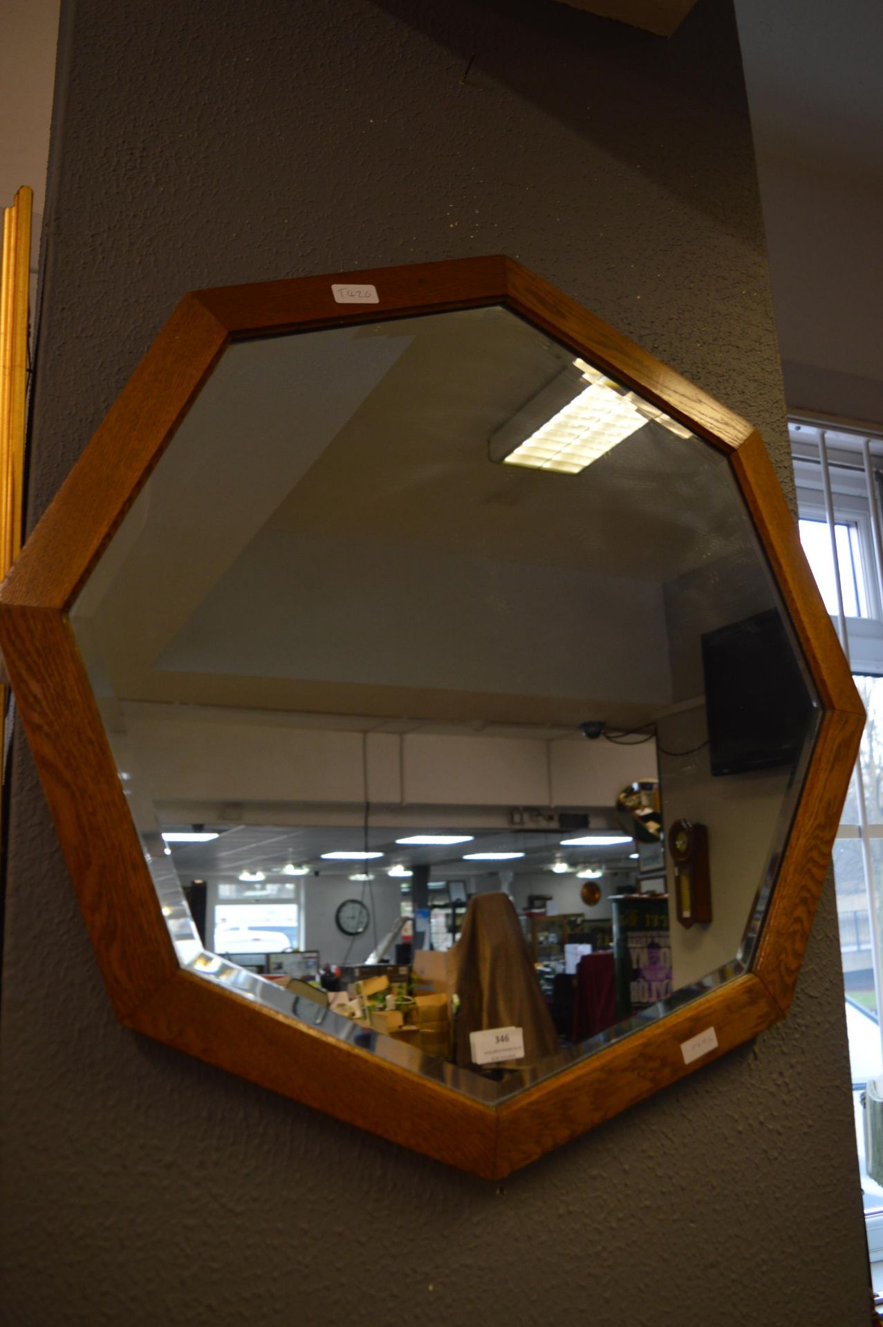 Oak Octagonal Bevelled Edge Wall Mirror