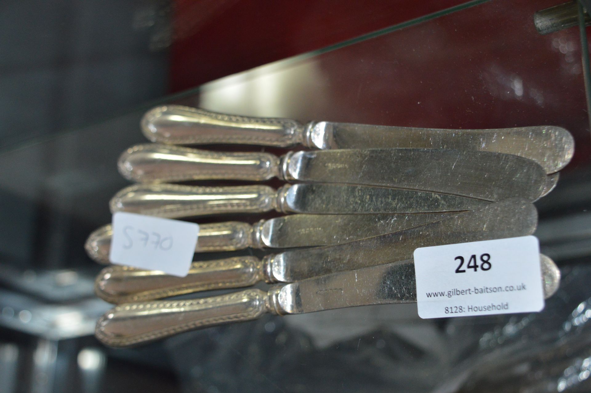 Set of Six Silver Fruit Knives