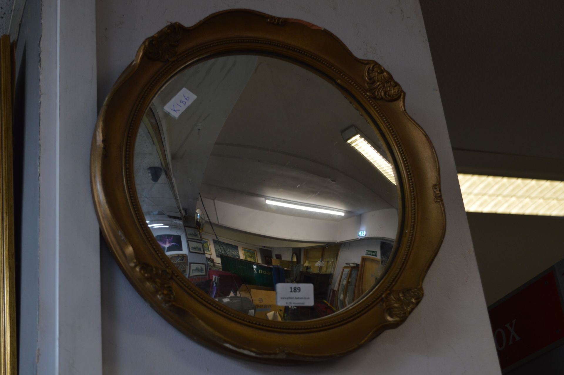 Gilt Framed Convex Wall Mirror