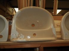 *White Porcelain Wash Hand Basin with Single Tap H